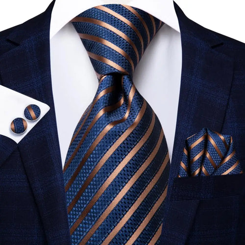 Black Red Striped Silk Wedding Tie For Men Handky Cufflink Gift Men