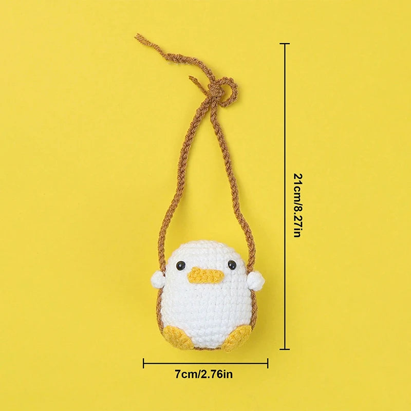 Cute Crochet Animal Car Pendant – Duckling & Frog Design Soft Yarn