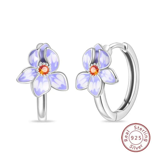Hot 925 Sterling Silver Earrings Charm Simple Shining Lotus Zircon
