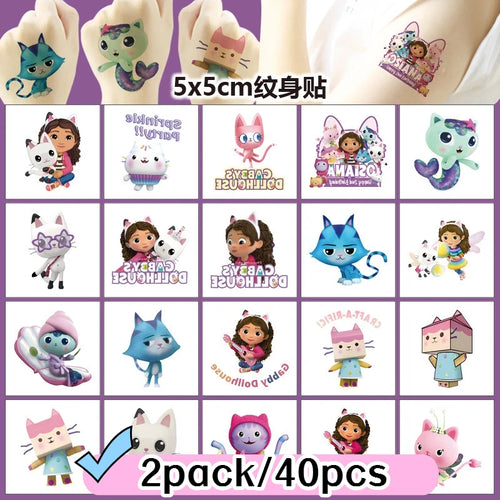 Cartoon 20PCS Cute Gabby Dollhouse Cats Tattoo Stickers Kawaii Anime