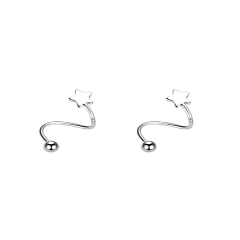 2pcs Stainless Steel Spiral Twisted Stud Earrings, Lip Piercing Heart