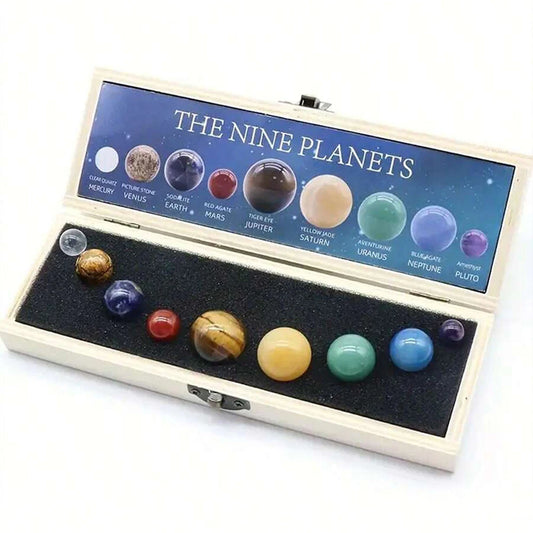 Solar System Natural Crystal Gemstones Set 9 Planets Sphere Ball Stone
