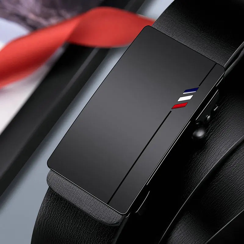 Men's Fashion Belt With Toothless Automatic Buckle Suitable For