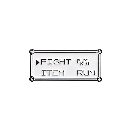 Rectangle Text Enamel Pins Custom FIGHT ITEM RUN