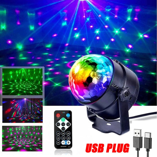 LED Stage Disco Light Rotating DJ Ball Strobe Remote Sound Control