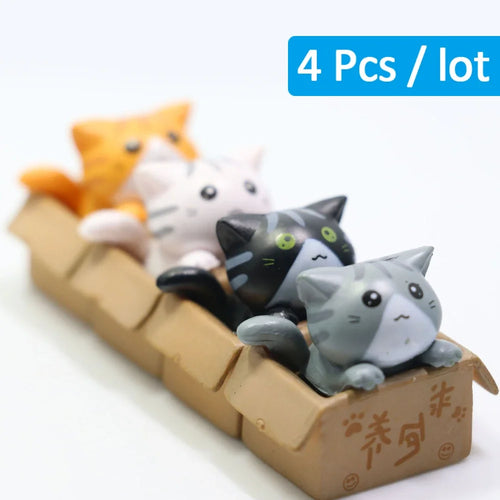 Kawaii Mini Cat Ornament Garden kitten statue Gift For Kids Children