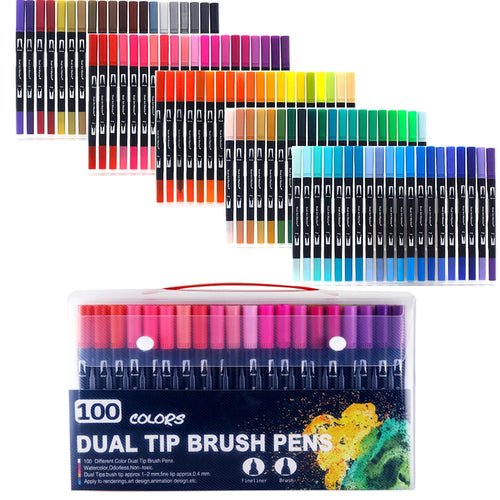 12-168 Colors Dual Brush Pens Art Markers Watercolor Fine and Brush
