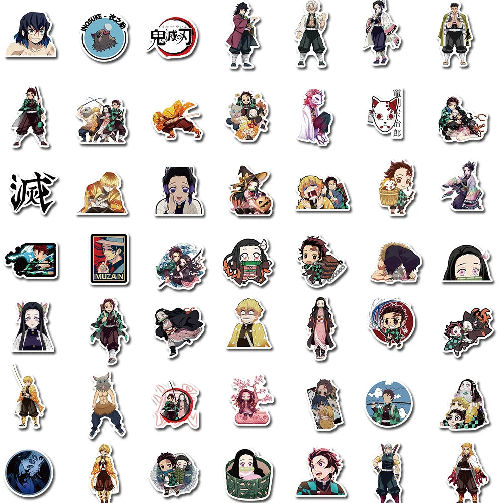 100/200pcs Cartoon Anime Demon Slayer Stickers for Laptop Suitcase