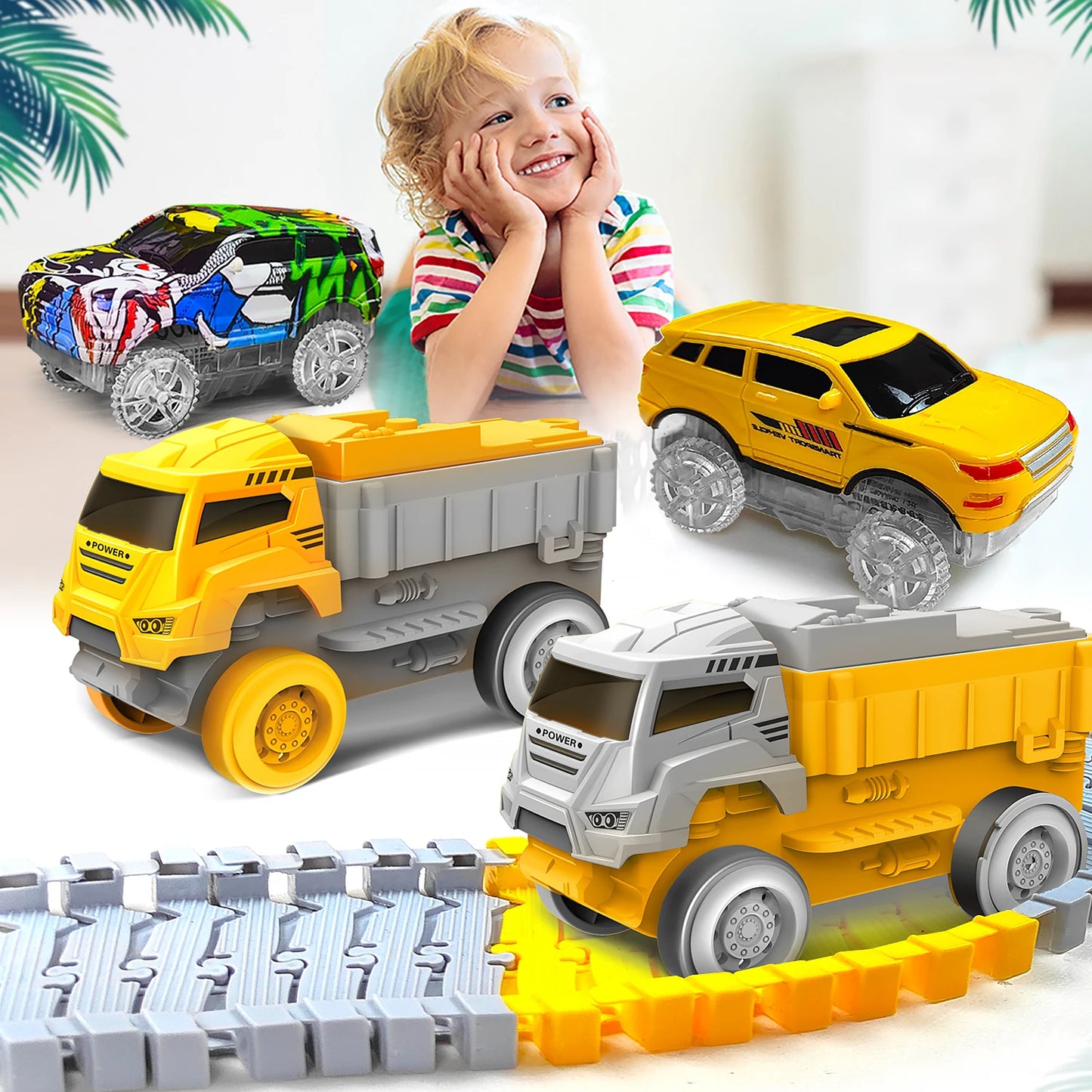 Children Electric Magical Flexible Track Toy Car Engineering Car Kids