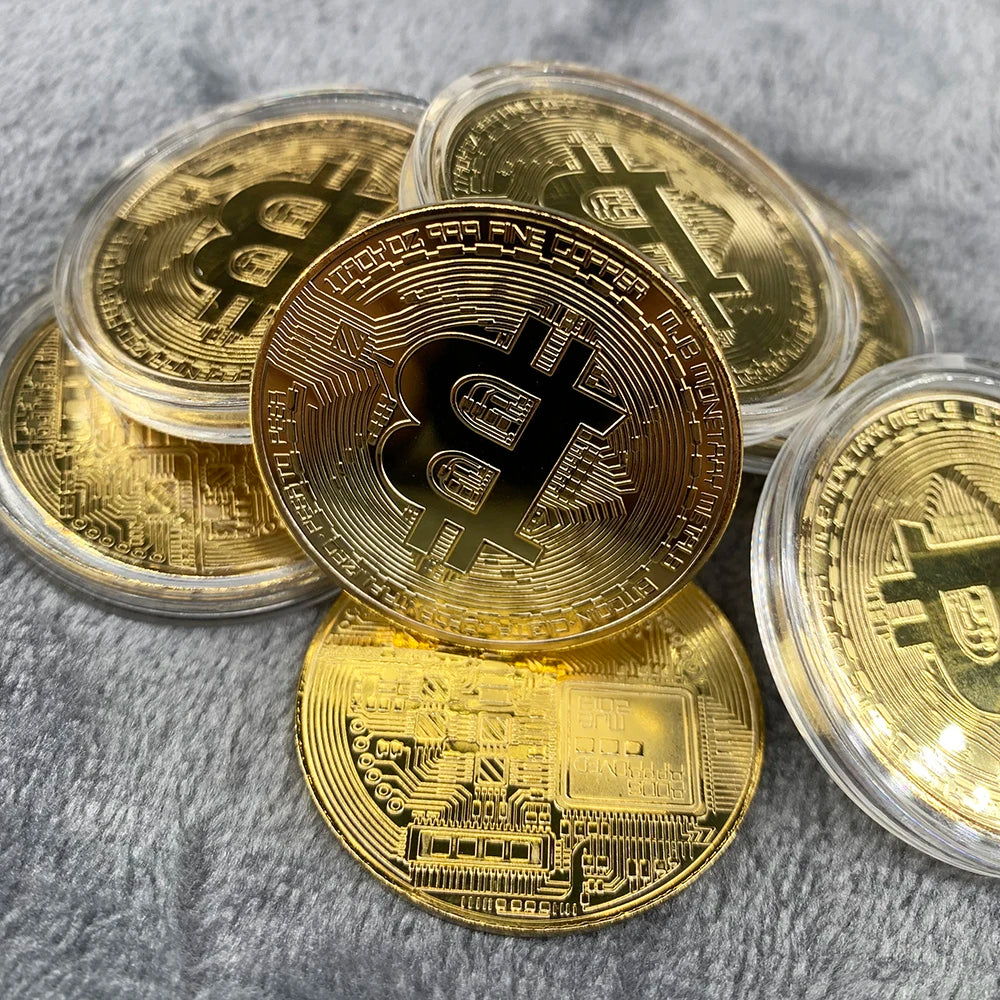 Gold Plated Bitcoin Coin Collectible Art Collection Gift Physical