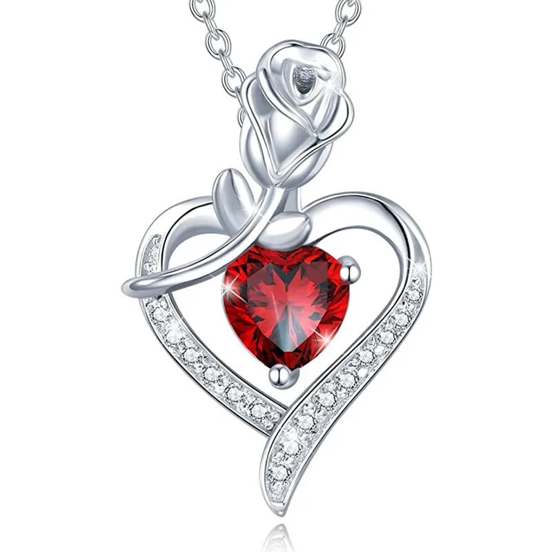 Elegant Style Heart shaped Pendant Necklace Hollow Design Mother's Day