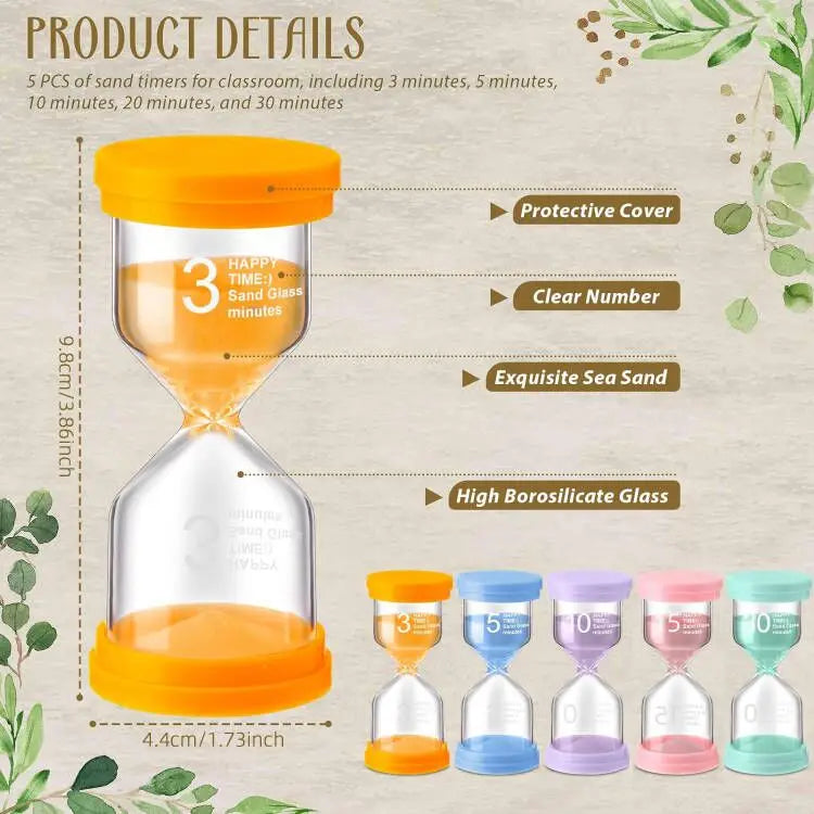 1PCS 3/5/10/15/30 Minutes Colorful Hourglass Sandglass Children Kid
