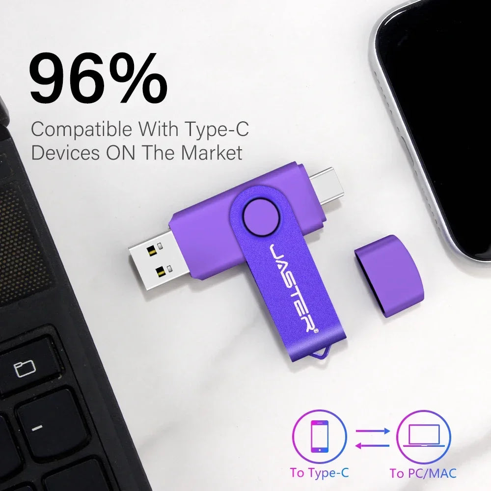 TYPE-C USB Flash Drive 128GB Real Capacity Pen Drive 64GB Free Key