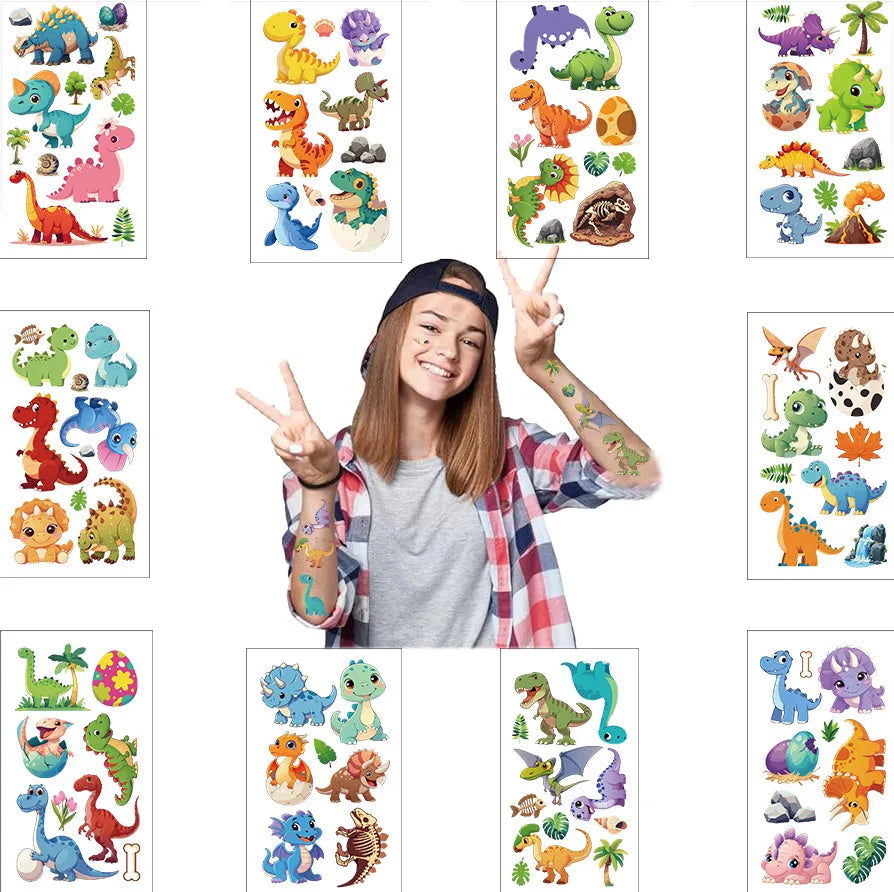 10 Sheets Dinosaurs Tattoo Sticker Temporary Fake Tattoo Arm Hands