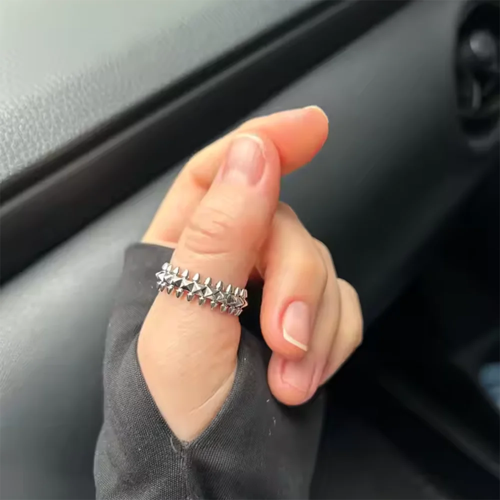 2025 Design Style Riveted Bullet Stainless Steel Rings For Women Punk