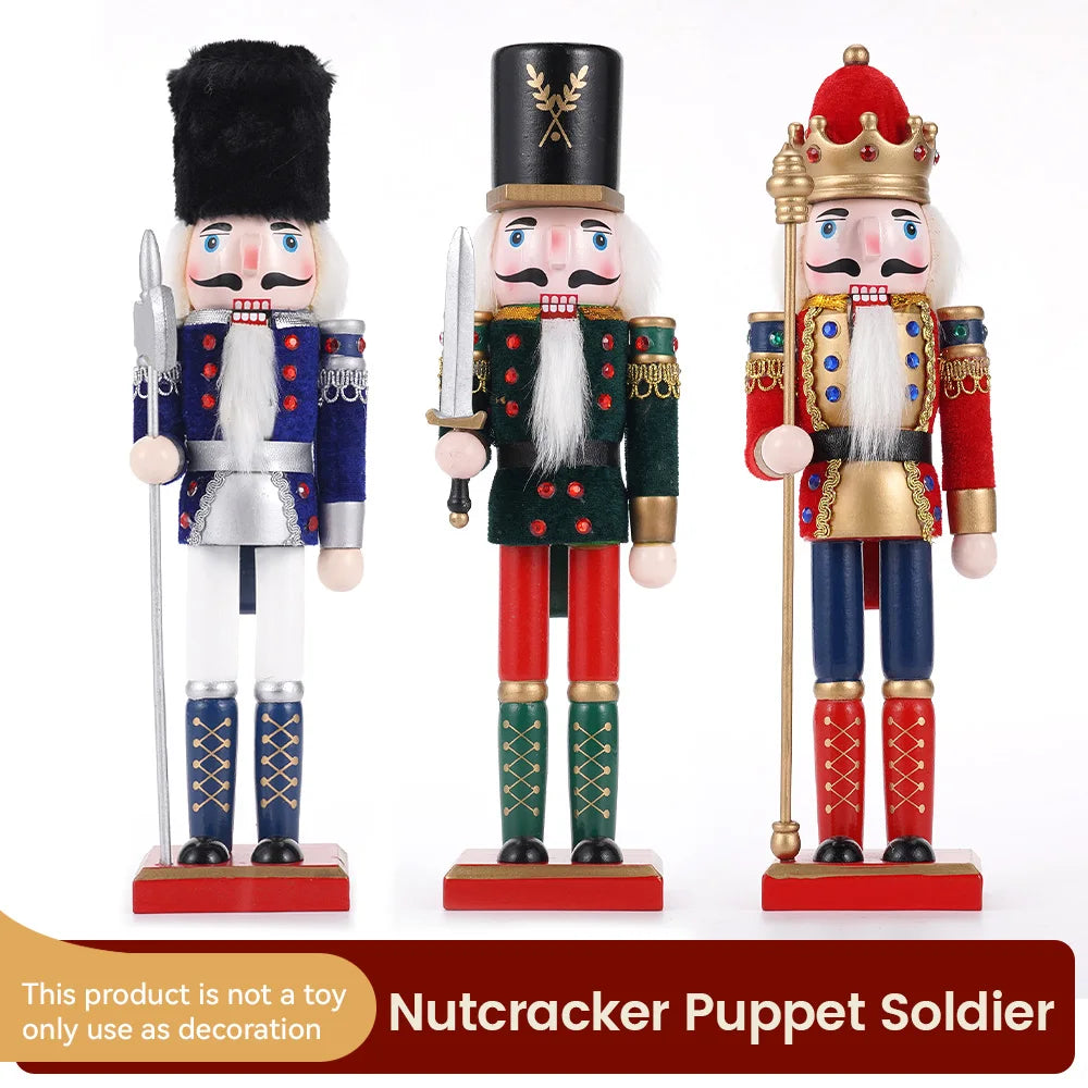 30CM Nutcracker Wooden Soldier Doll Puppet Creative Craft Holiday