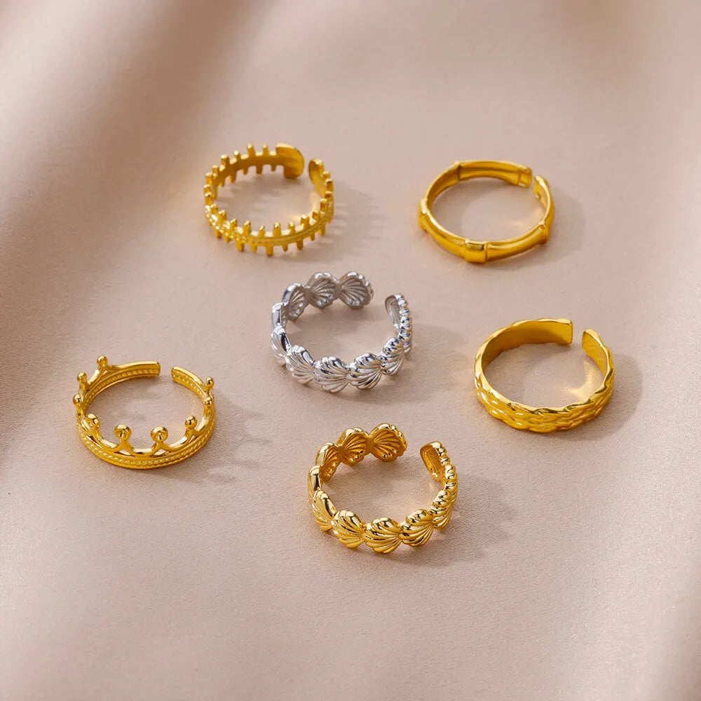 Shell Rings for Women Gold Plated Stainless Steel Rings Finger Chunky