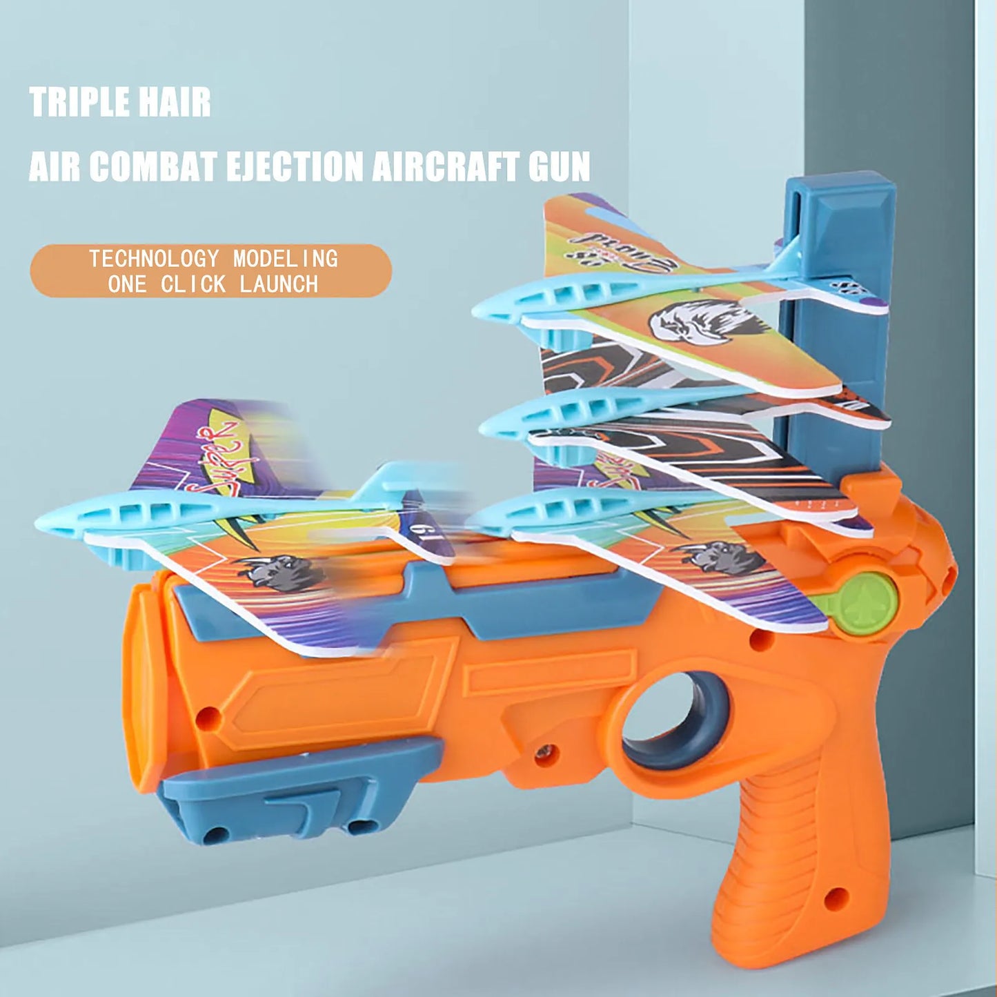 HOT！Airplane Launcher Bubble Catapult With 6 Small Plane Toy Funny