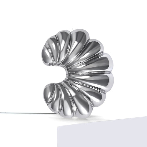 Stainless Steel Irregular Ring Brooches for Women Unisex Glossy