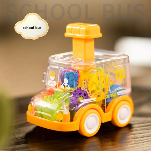 Baby Toy Cartoon Press Gear Car Toy Lnertia Pull-back Transparent Car