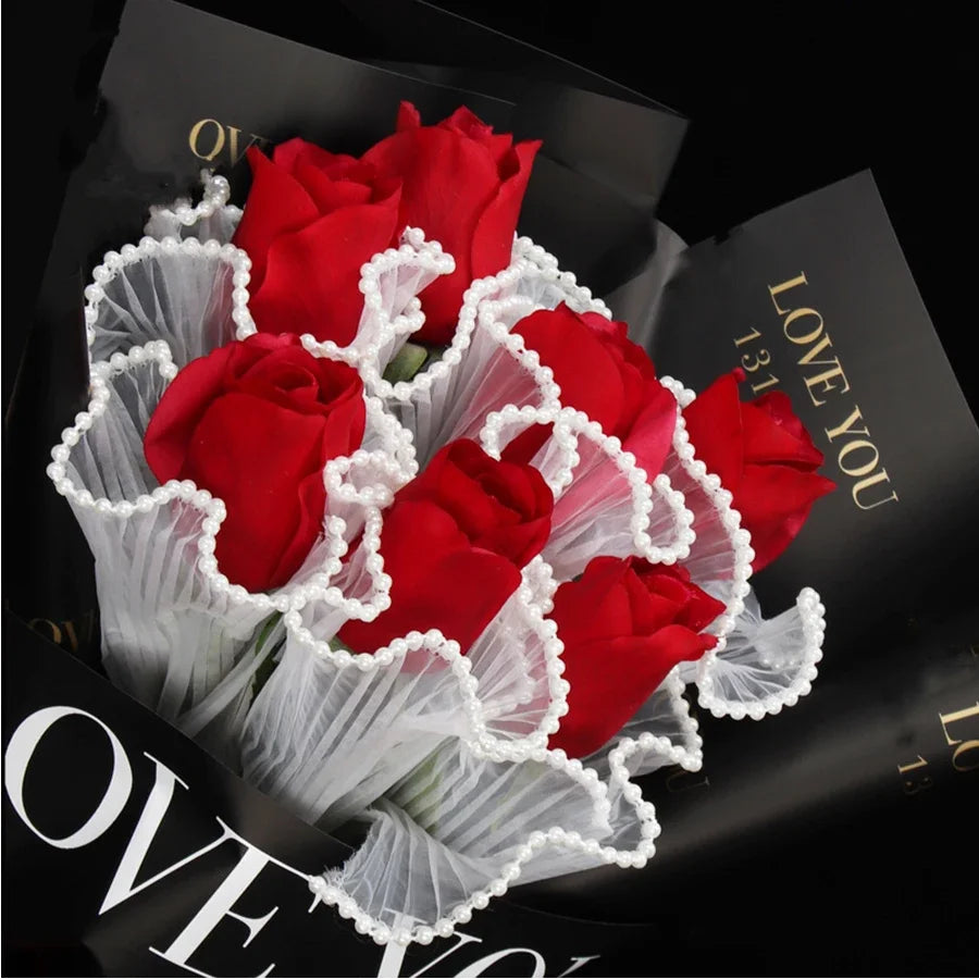 28cmx400cm Flower Wrapping Paper Pearl Wave Yarn Flower Packaging Lace