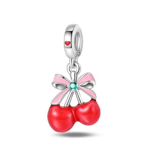 New 925 Silver Color Strawberry Cherry Fruit Series Charms Beads Fit