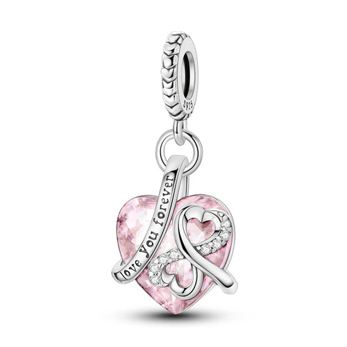 Charms Beads 925 Sterling Silver Tree of Life Peach Heart Sweet Love