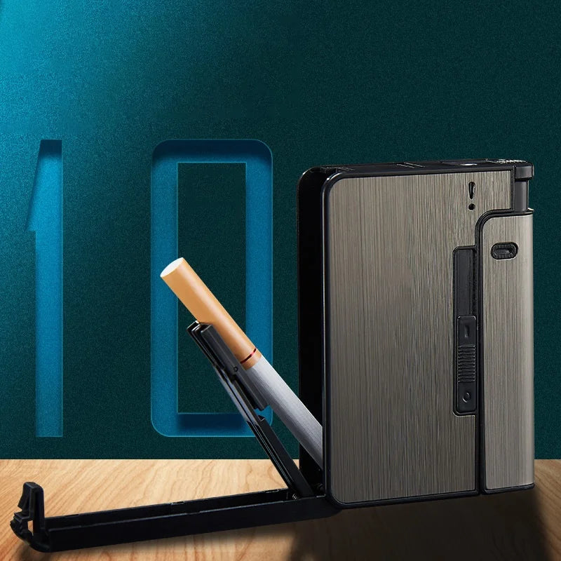 Portable Automatic Cigarette Case Metal Cigarette Holder Box for 10pcs