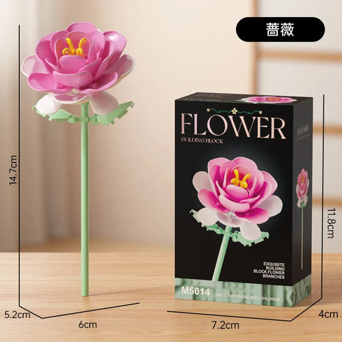Simulation Building Blocks Flowers Eternal Bouquet Micro Brick Rose