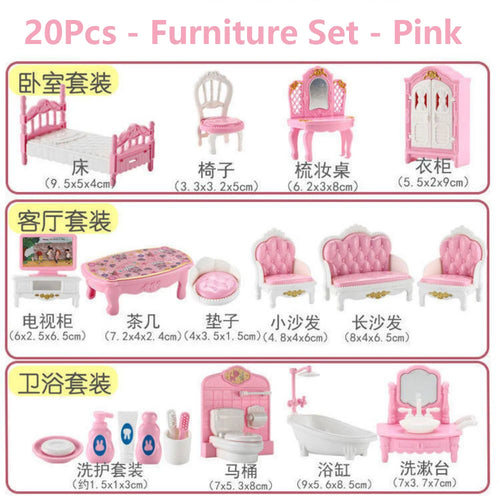24Pcs Style Brown Miniature DollhouseFurniture Accessory Kids Toy Cute