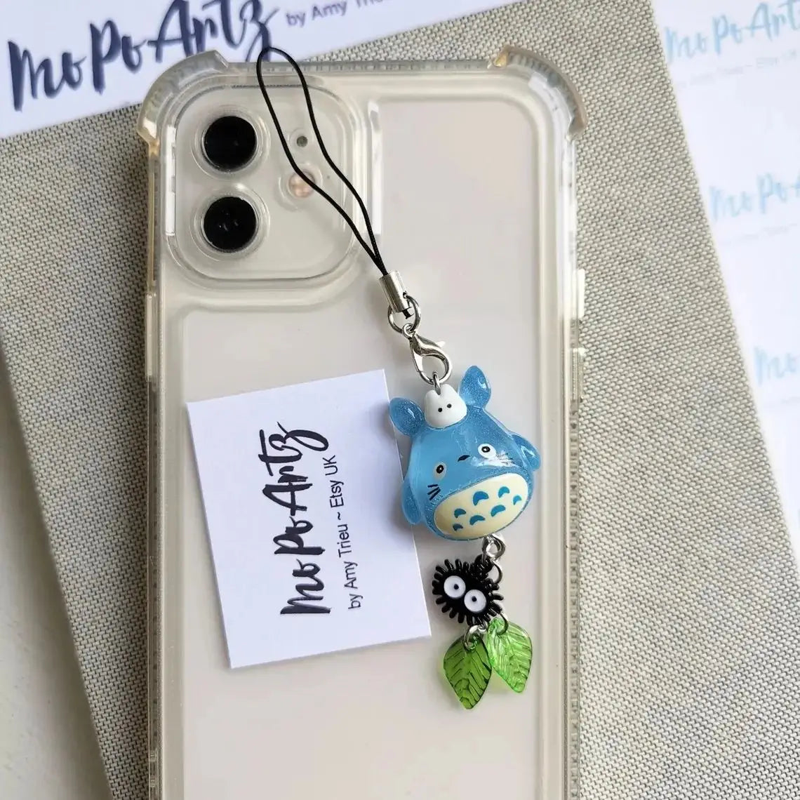 Handmade Cat keychain, Anime Totoro Cosplay Black Briquettes Green