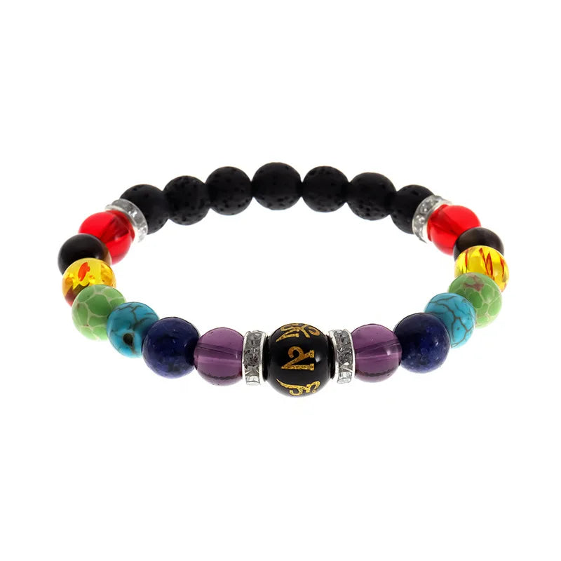 2pcs 7 Chakra Bracelet with Meaning Cardfor Men Women Natural Crystal