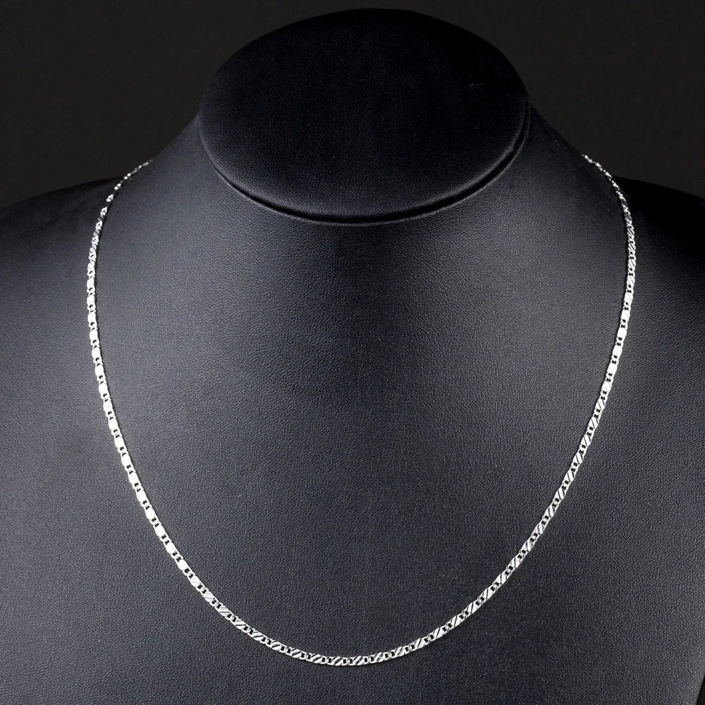 New 925 Sterling Silver fine 2MM flat Clavicle chains Necklaces for
