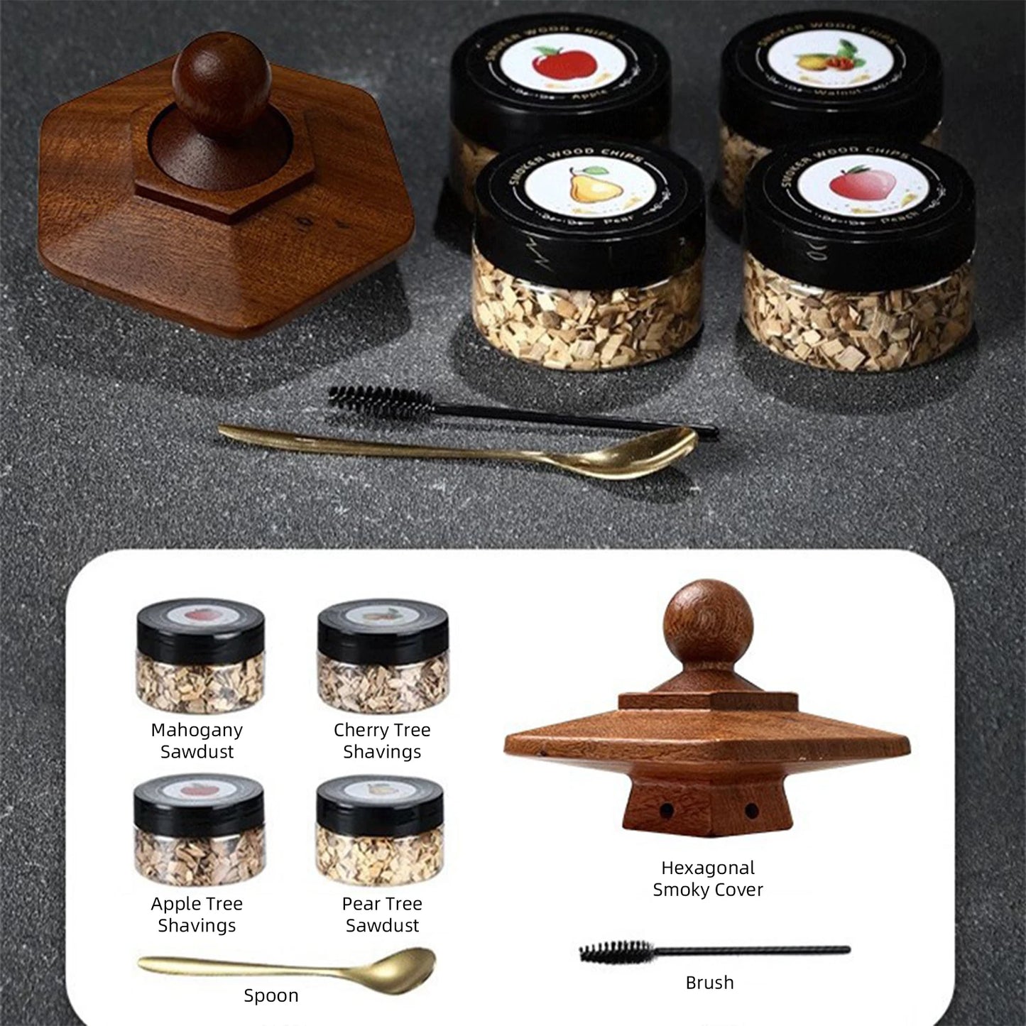 Glass Top Smoker Cocktail Smoker Kit With 4PCS Wood Chips Bartender