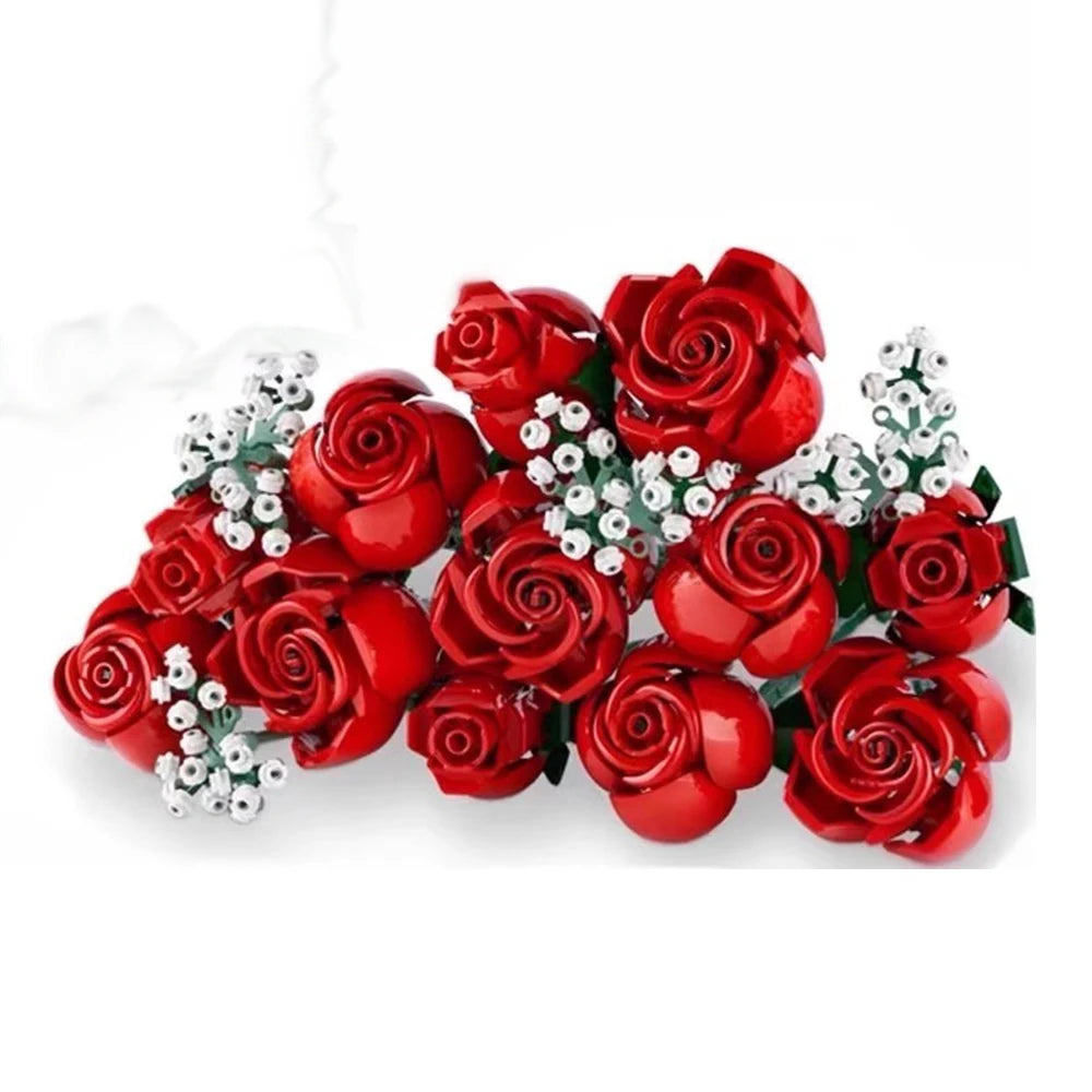 10328 Romantic rose bouquet building blocks ladies Creative Plant