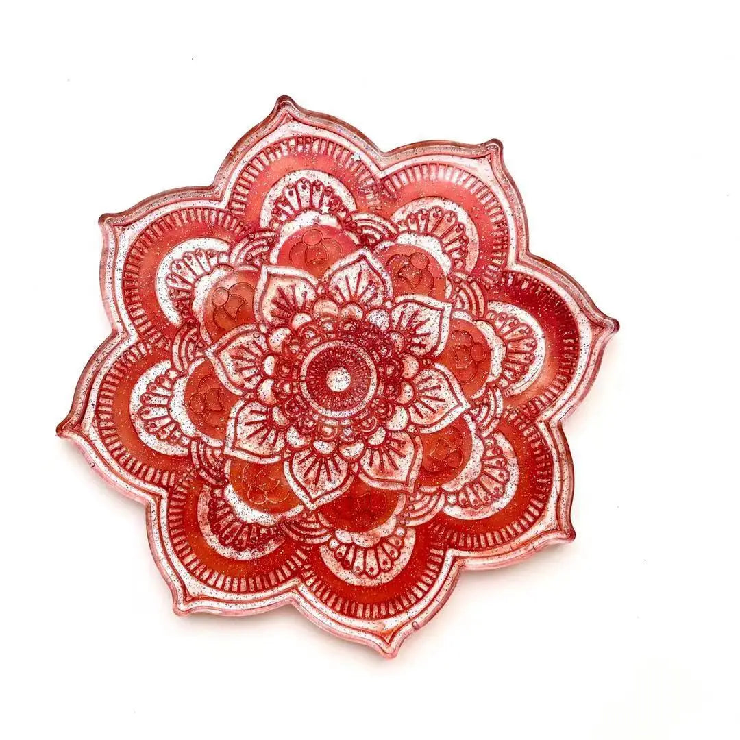 Mandala Coaster Silicone Mold Round Tray Cup Mat Epoxy Resin Casting