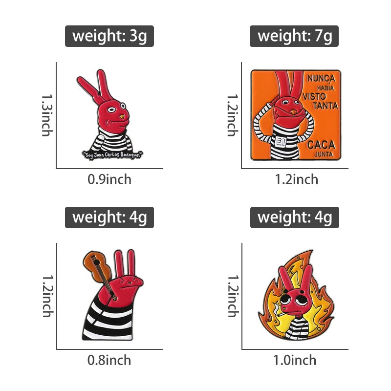Red Rabbit Enamel Pins Custom NUNCA HABIA VISTO TANTA CACA JUNTA
