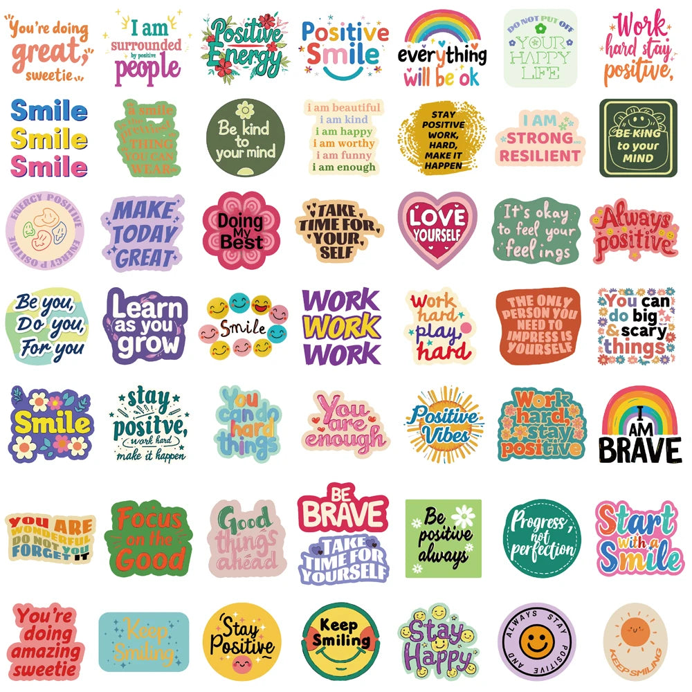 50PCS Positive Affirmation Stickers Kawaii Harajuku Skateboard