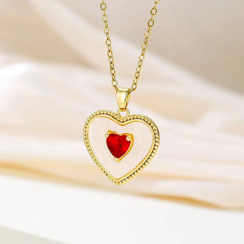 Elegant Style Heart shaped Pendant Necklace Hollow Design Mother's Day