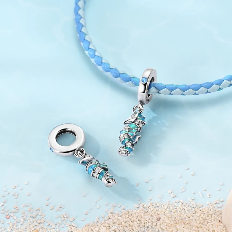 Fit Original 925 Sterling Silver Charms Beads Blue Luminous Whale