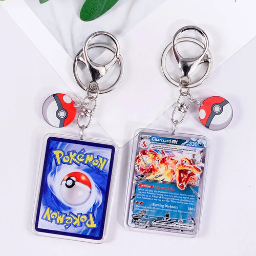 Pokémon Card Cute Acrylic Car Keychain Accessories Pikachu Charizard
