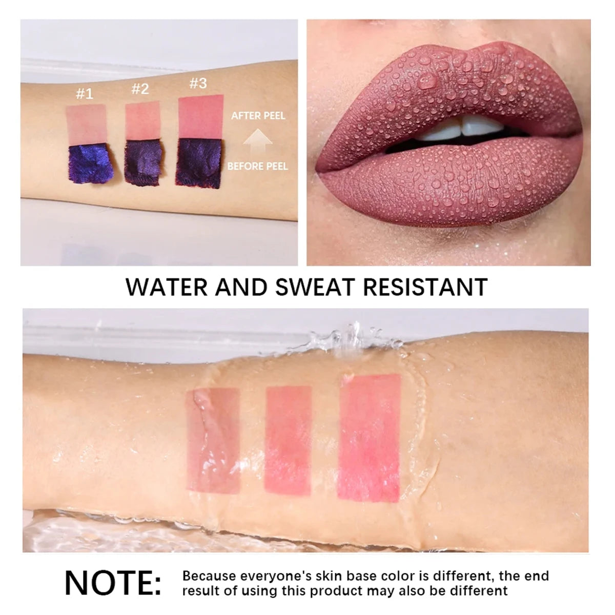 1/3 pcs peel off lip gloss, blue-purple, matte, long-lasting,