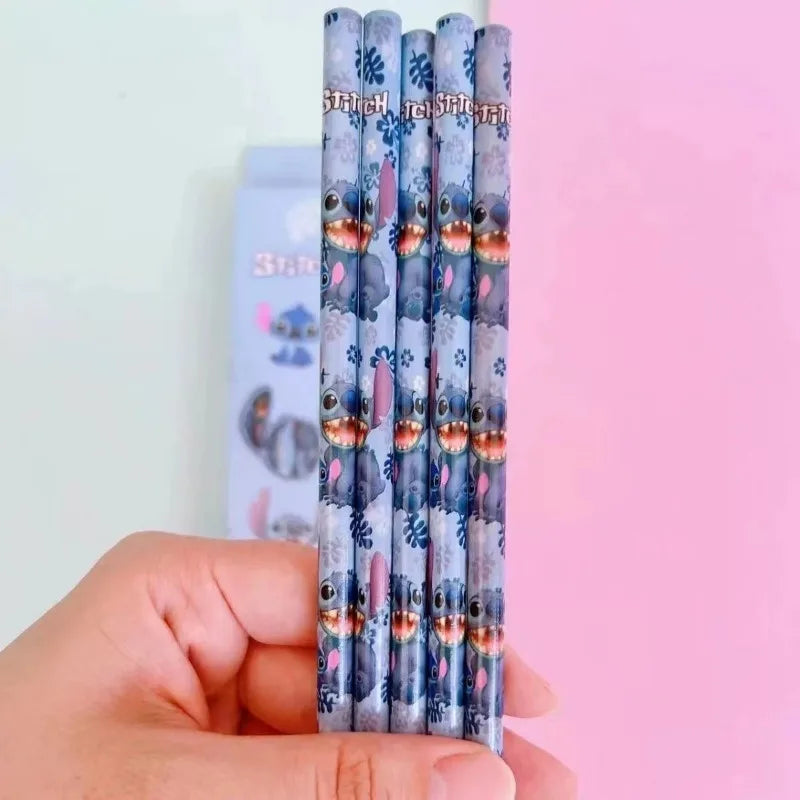 12 Disney Stitch Pencil Set Wooden Pencil Student Sketch Pen Writing