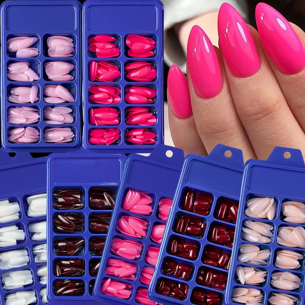 120Pcs Red Short Square Fake Nails Summer Glossy Full Cover Press on