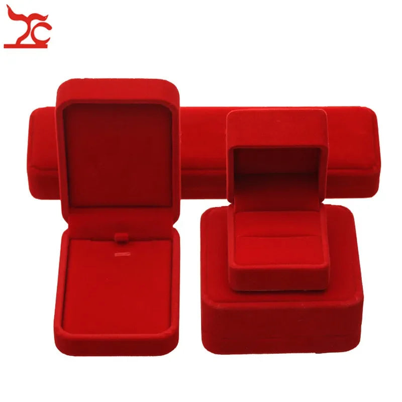 Quality Wedding Jewelry Storage Case Amazing Red Velvet Ring Earrings