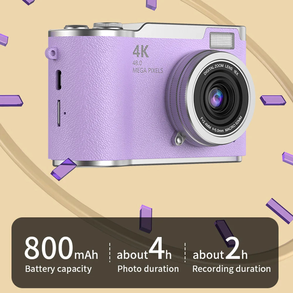 4K Digital Camera Beauty Filters 48MP HD Student CCD Camera CMOS Anti