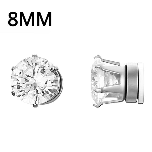 1Pairs Punk Round Zircon Magnetic Ear Stud Clip Earrings Non Piercing