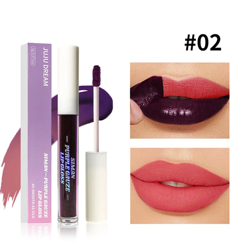 1/3 pcs peel off lip gloss, blue-purple, matte, long-lasting,