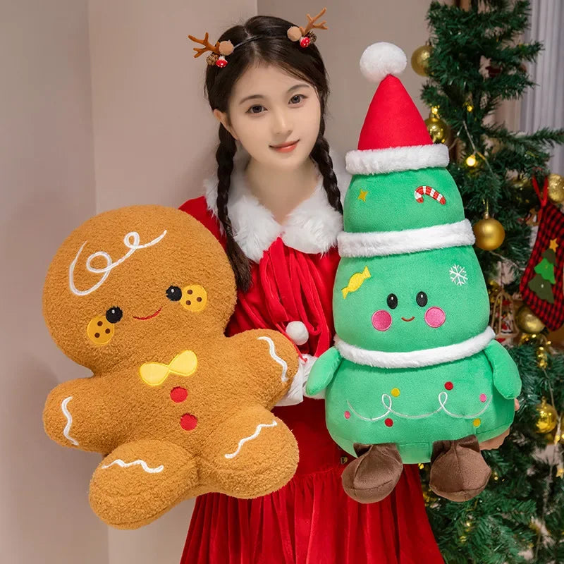 Cute Santa Claus & Elk Snowman Gingerbread Man Plush Toys Stuffed