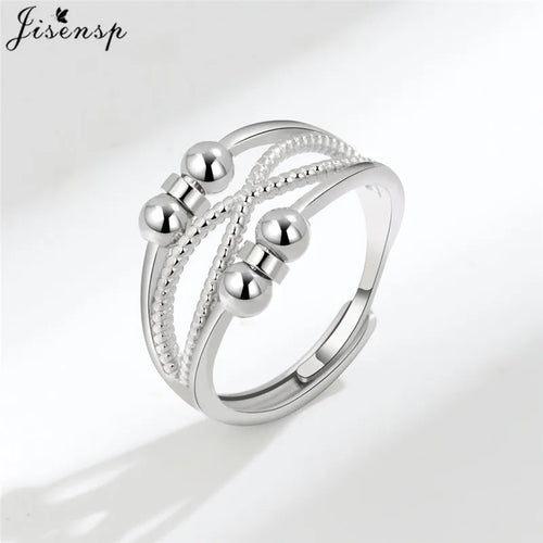 Simple Metal Beads Fidget Rotating Rings for Women Men Rotate Freely
